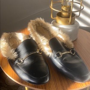 Faux fur loafers